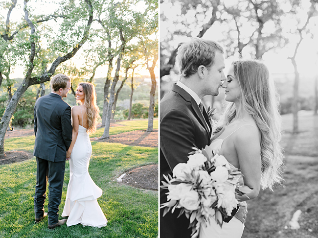 Golden hour wedding day pictures in Dripping Springs