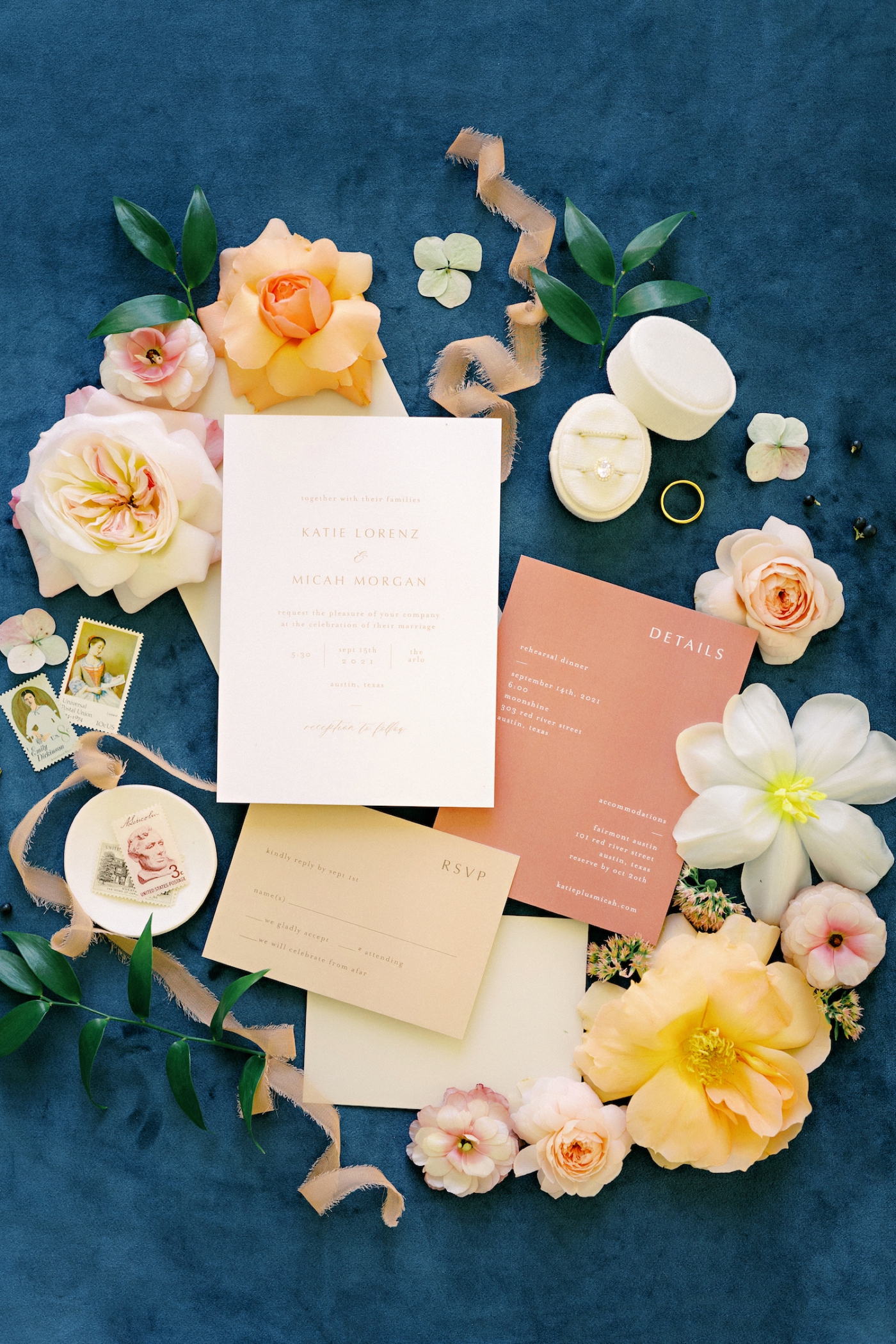 Modern wedding invitations by Peach Paper Design