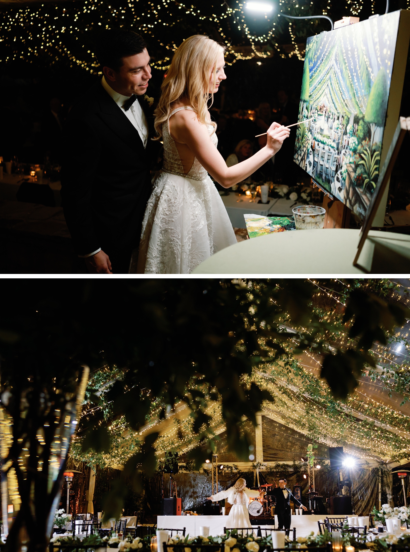 Live wedding painter for an Austin wedding at Escondido Golf Club