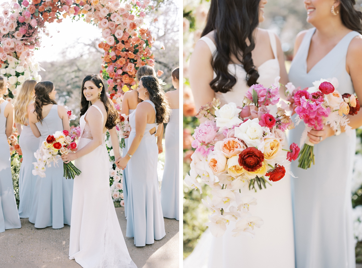 Dusty blue bridesmaids dresses for a winter wedding in Austin, Texas