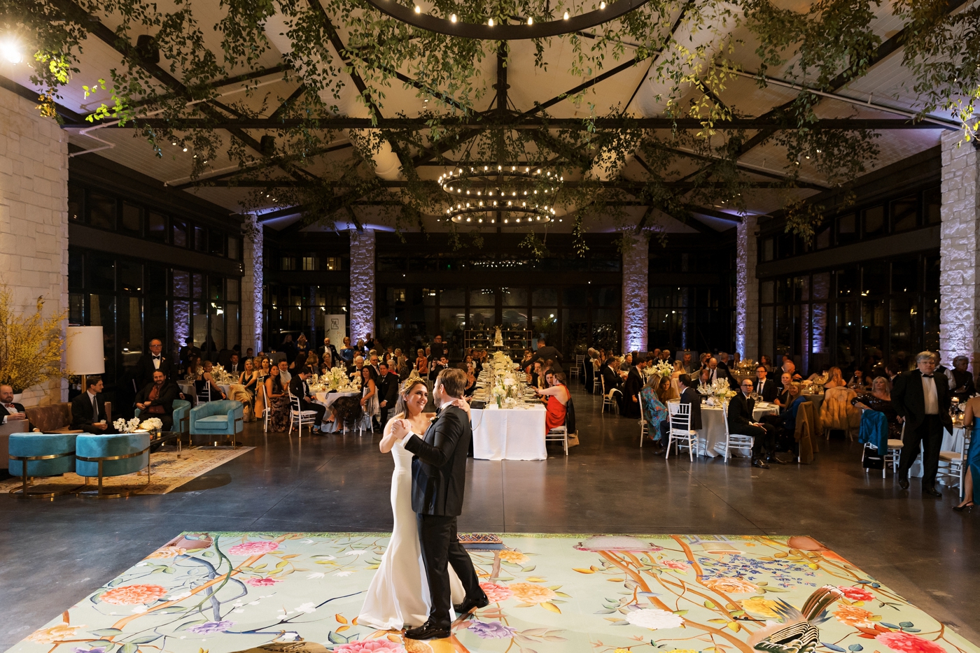 2022 wedding trends: floral pattern dance floors