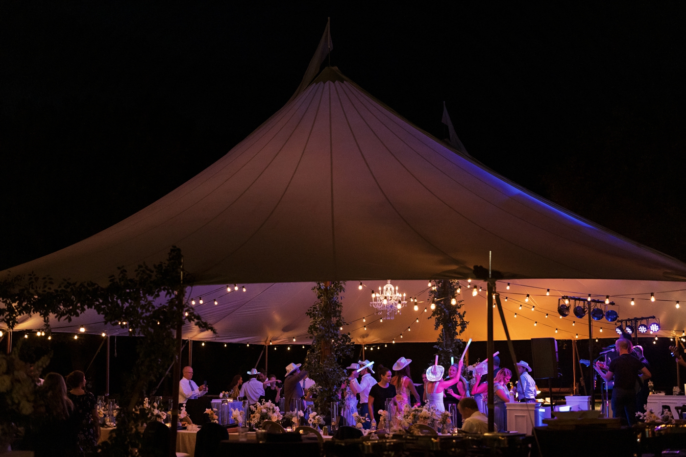 Large tented wedding reception in Austin