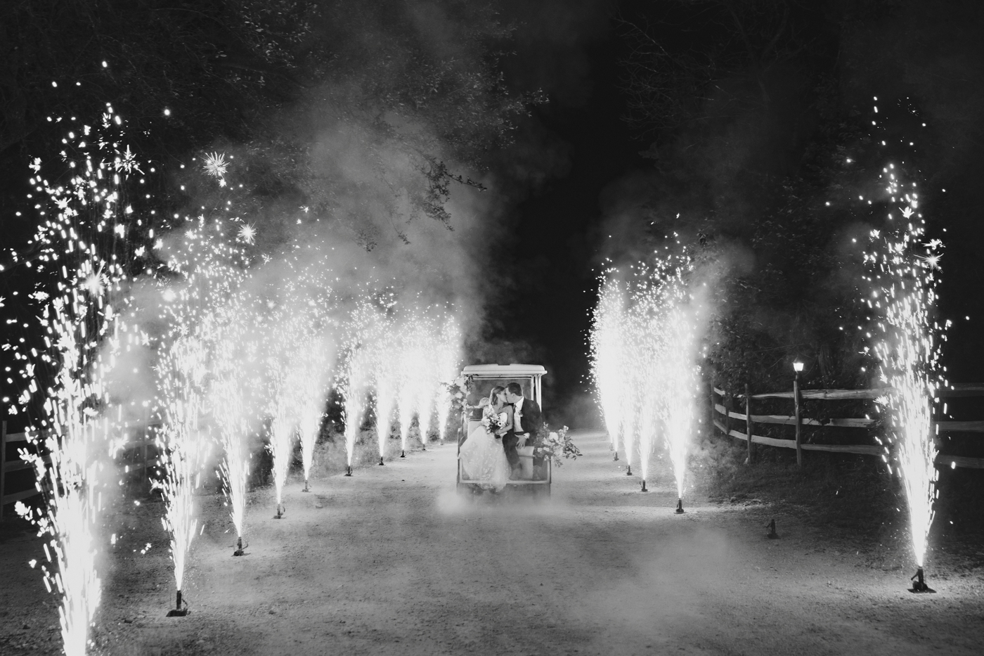 Firework wedding exit at Omni Barton Creek