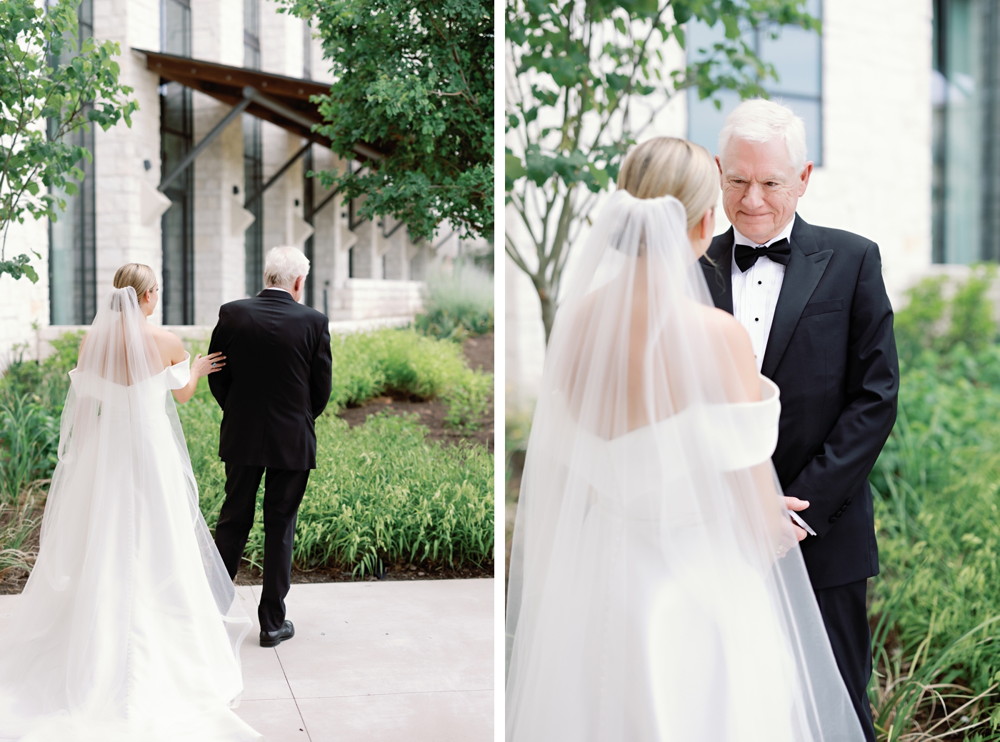 Bride and father first look at Omni Barton Creek