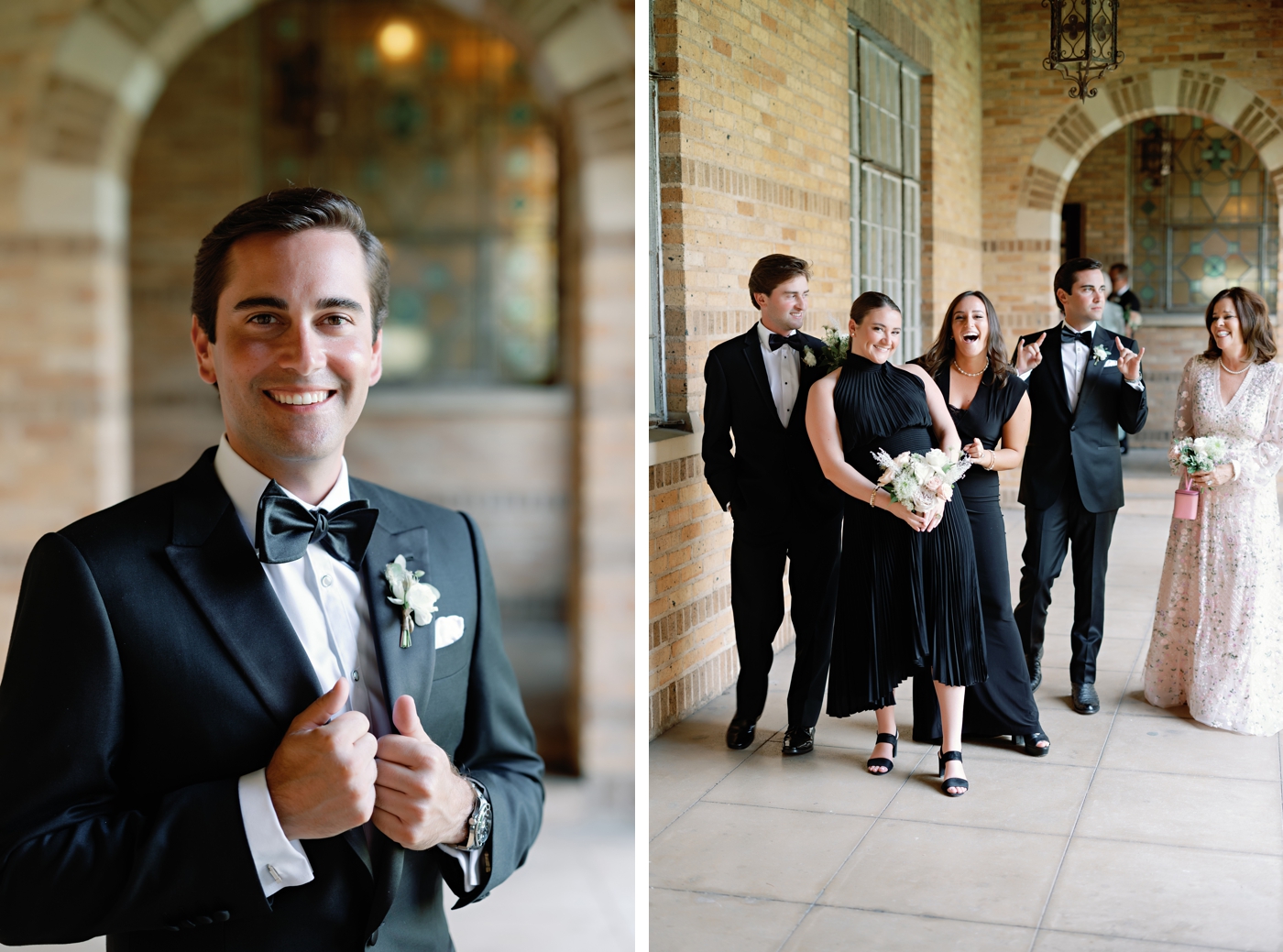 Wedding party pictures at Central Christian Church in Austin