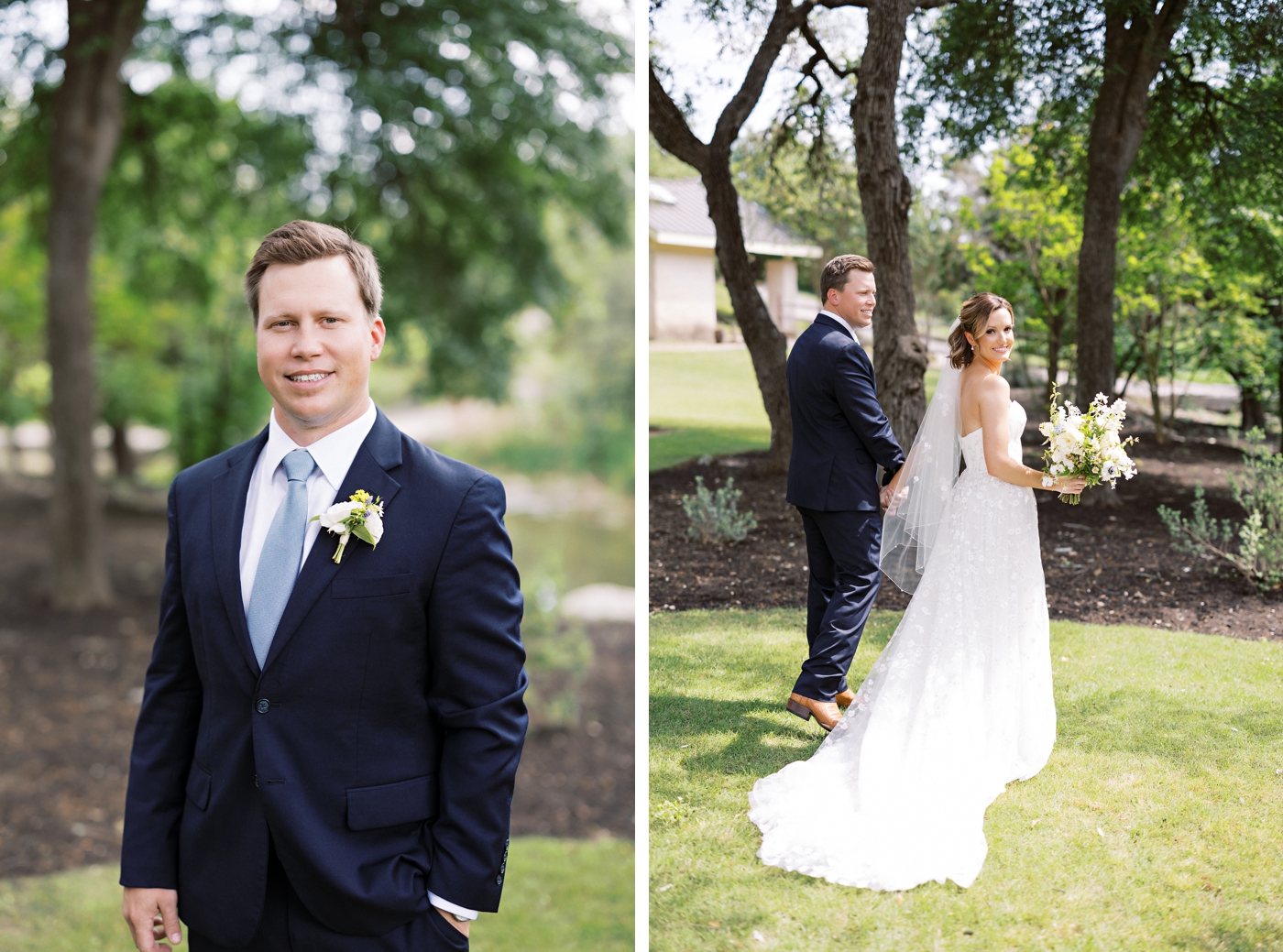 Bride and groom wedding day pictures at Omni Barton Creek