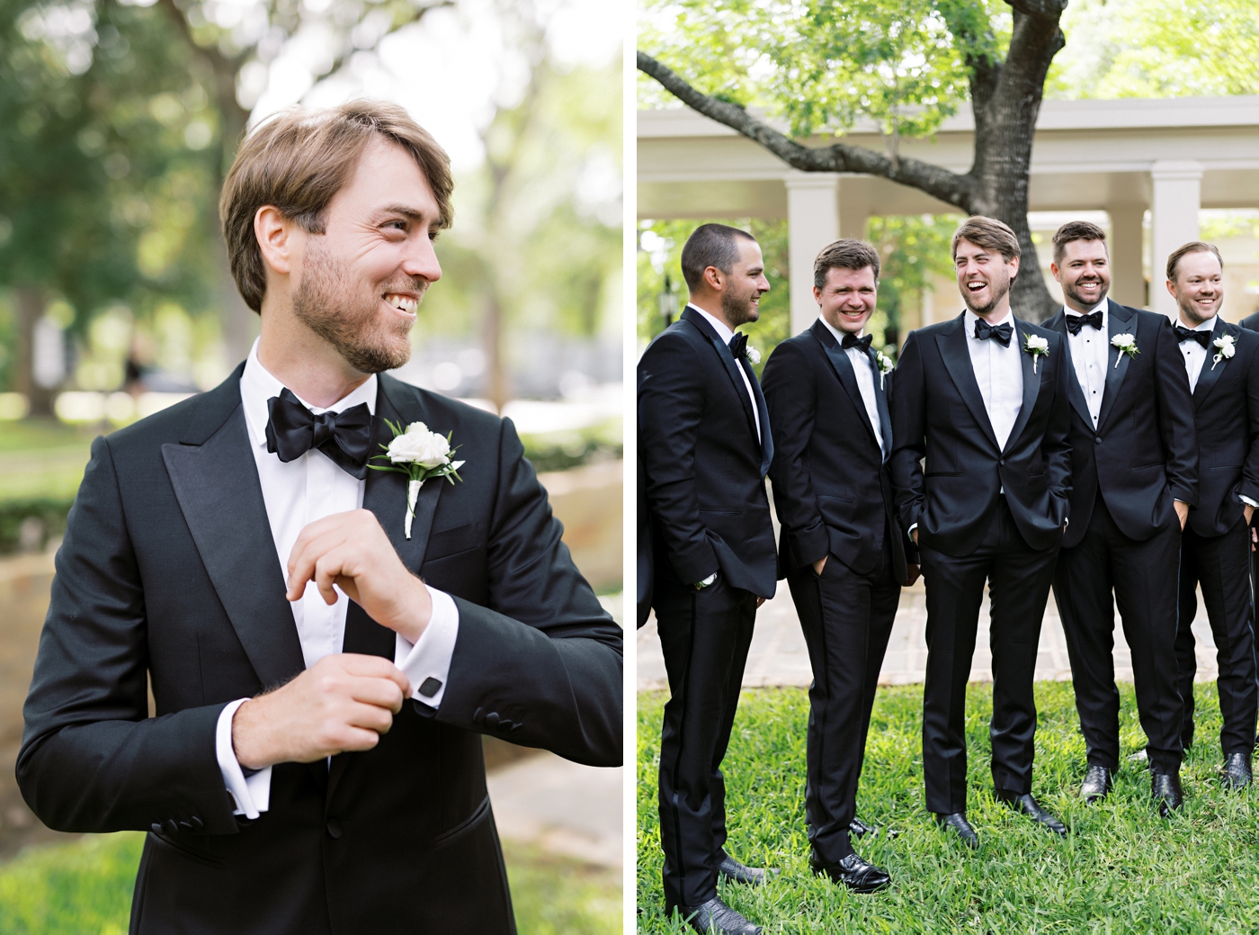 Groom and groomsmen wedding day pictures