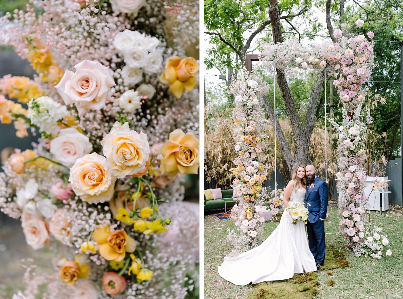 Cozy And Colorful Spring Backyard Wedding in Austin 