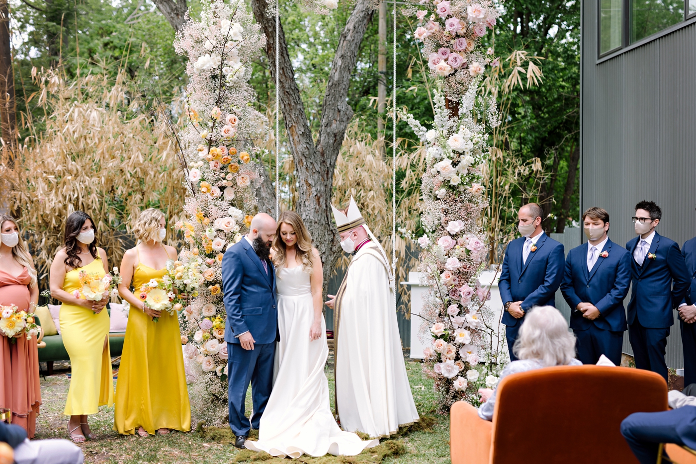 Cozy And Colorful Spring Backyard Wedding in Austin