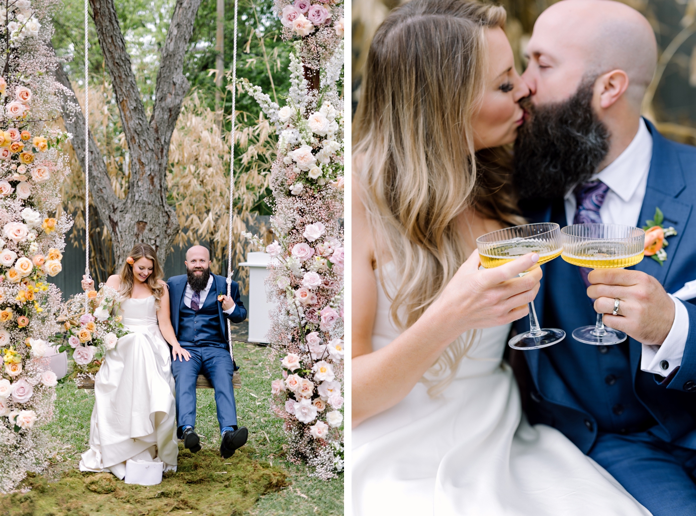 Couples portraits at their backyard Austin wedding