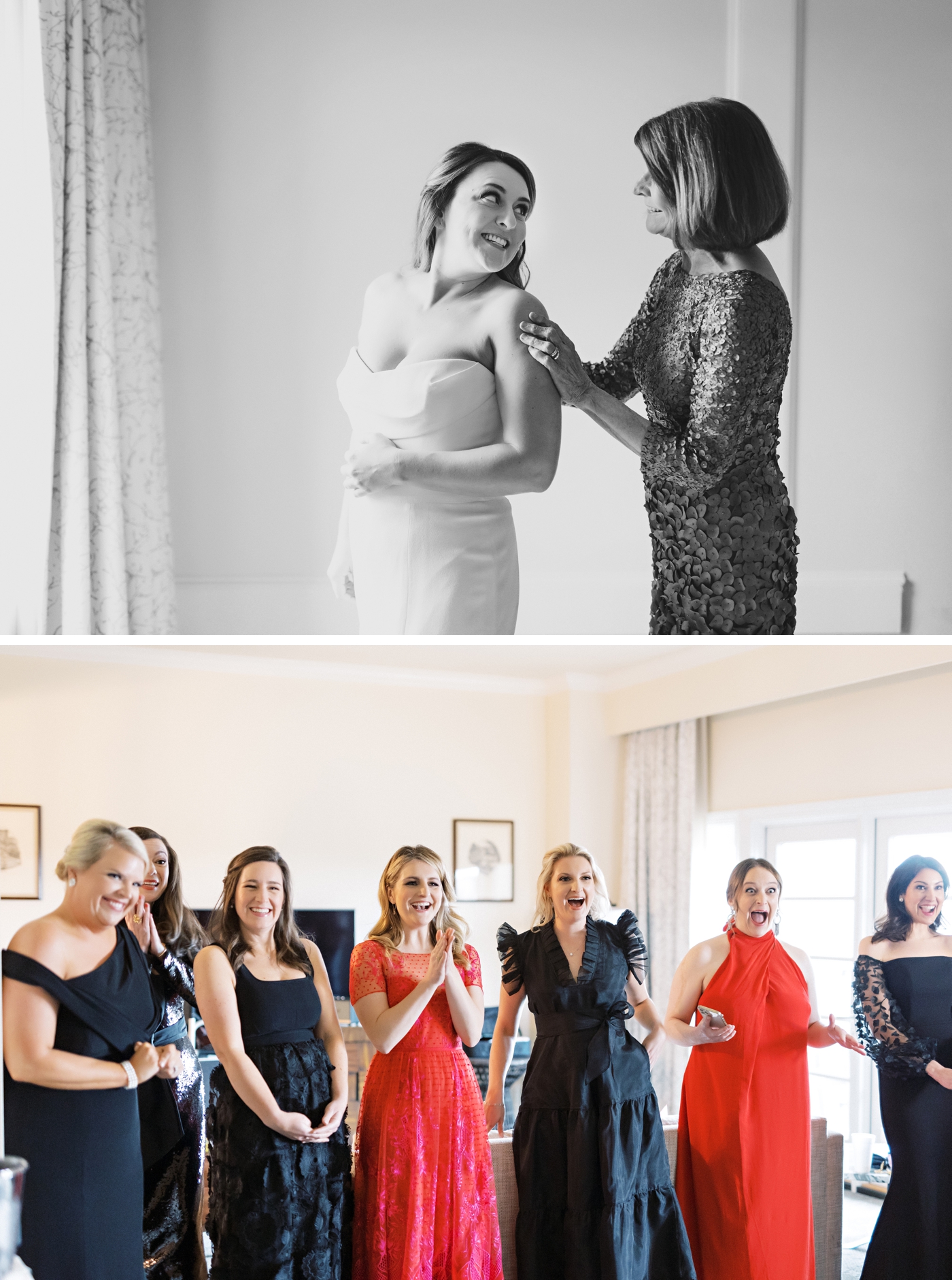 Bridesmaid's seeing the bride for the first time at Omni Barton Creek