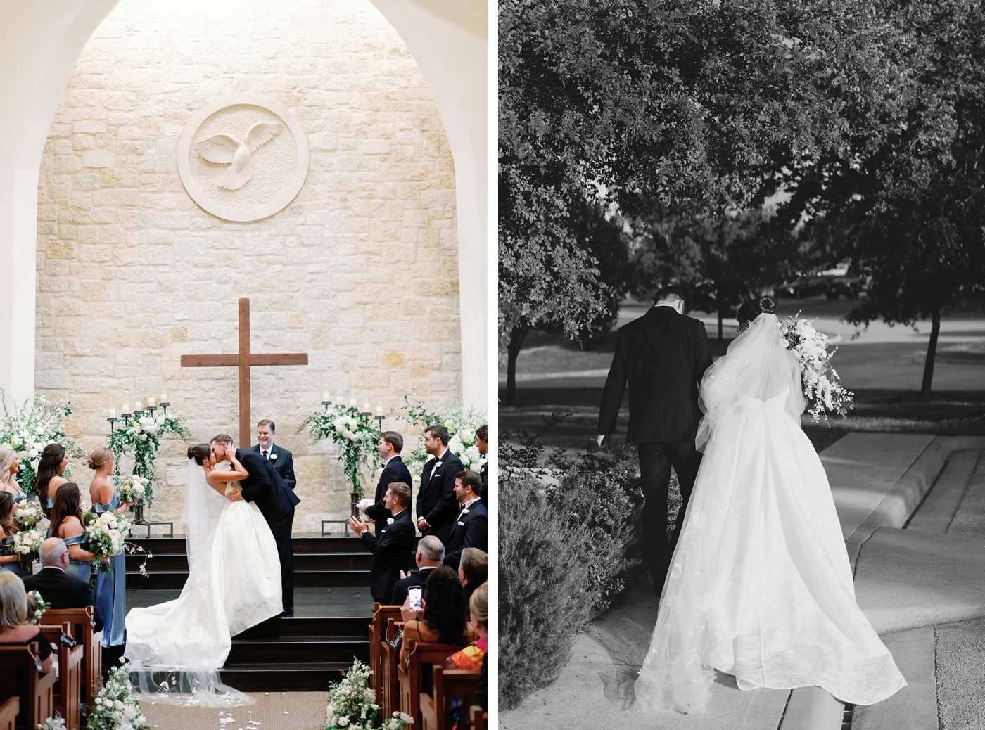 Wedding ceremony in the Smith Family Chapel at Riverbend Church in Austin, TX