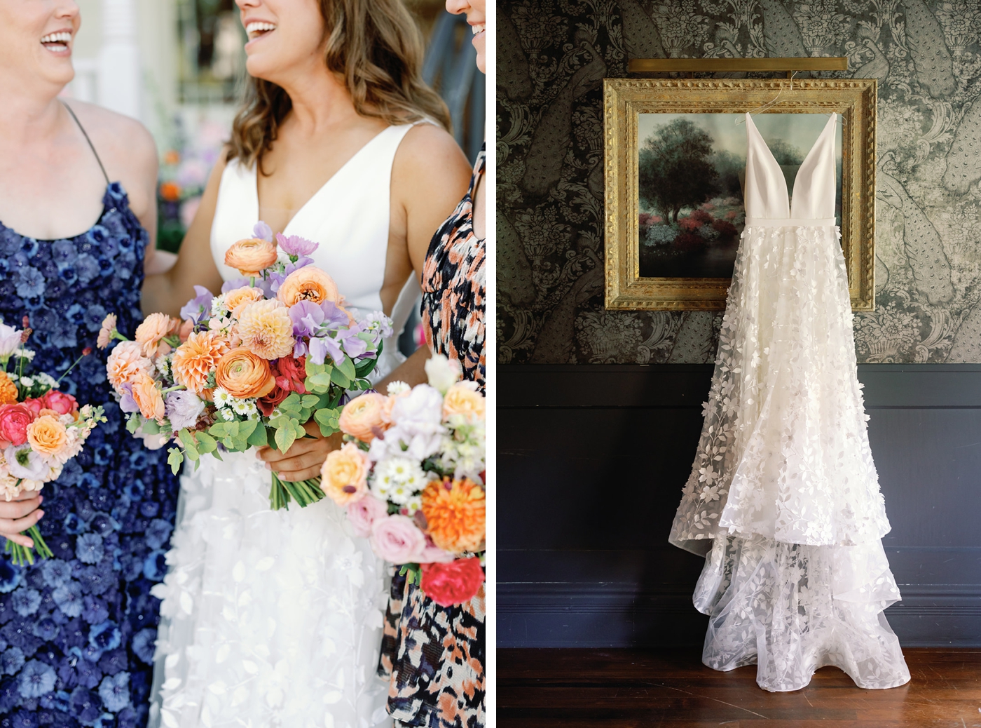 Embroidered floral wedding gown for a colorful wedding in Austin