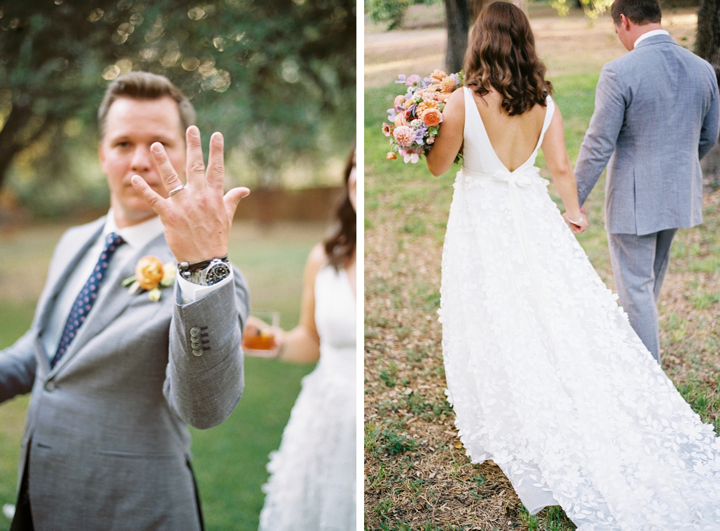 Bride and groom portraits at Matties Green Pasture in Austin, shot on 35mm film