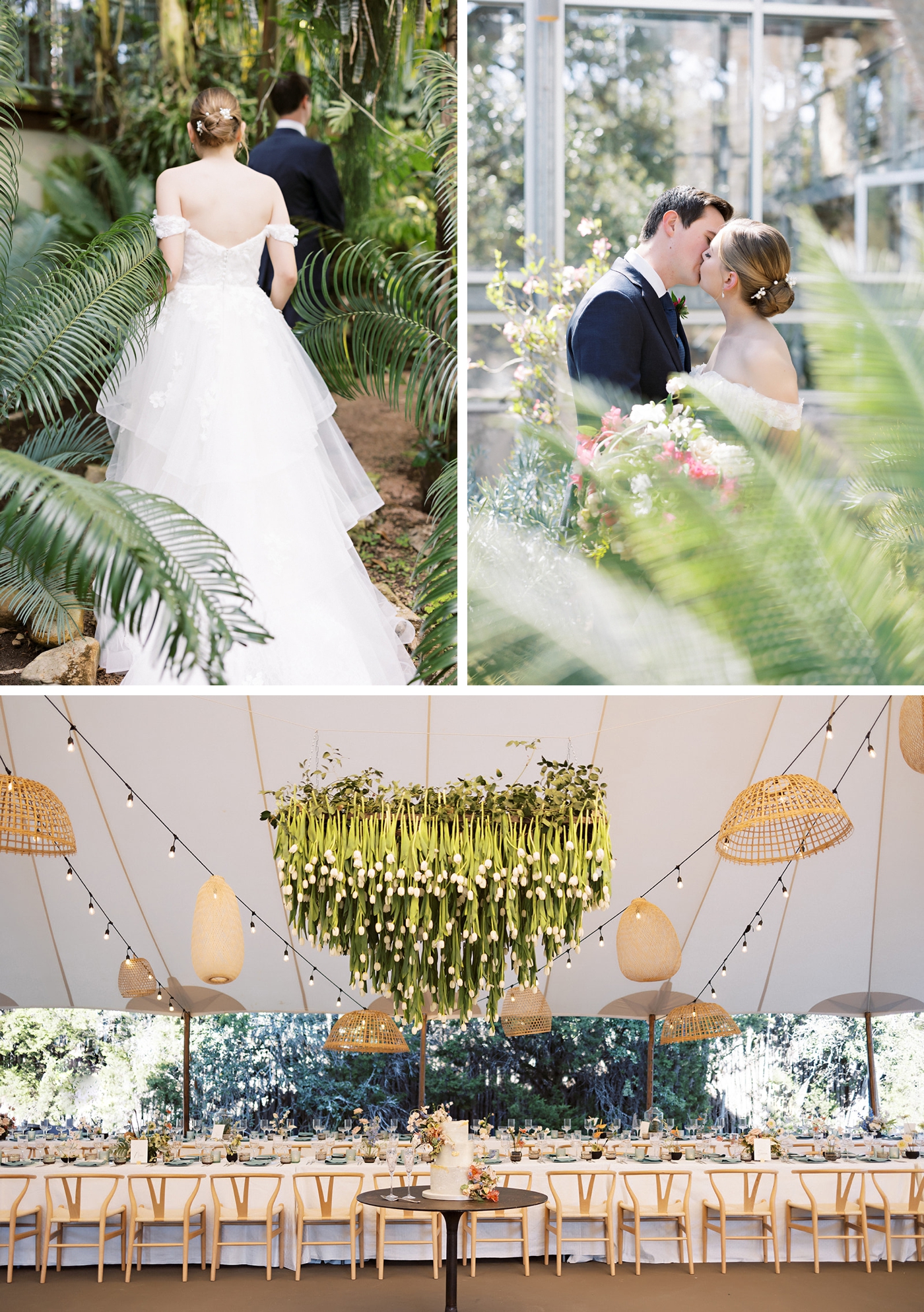 Wedding day portraits of a bride and groom at The Greenhouse At Driftwood in Austin