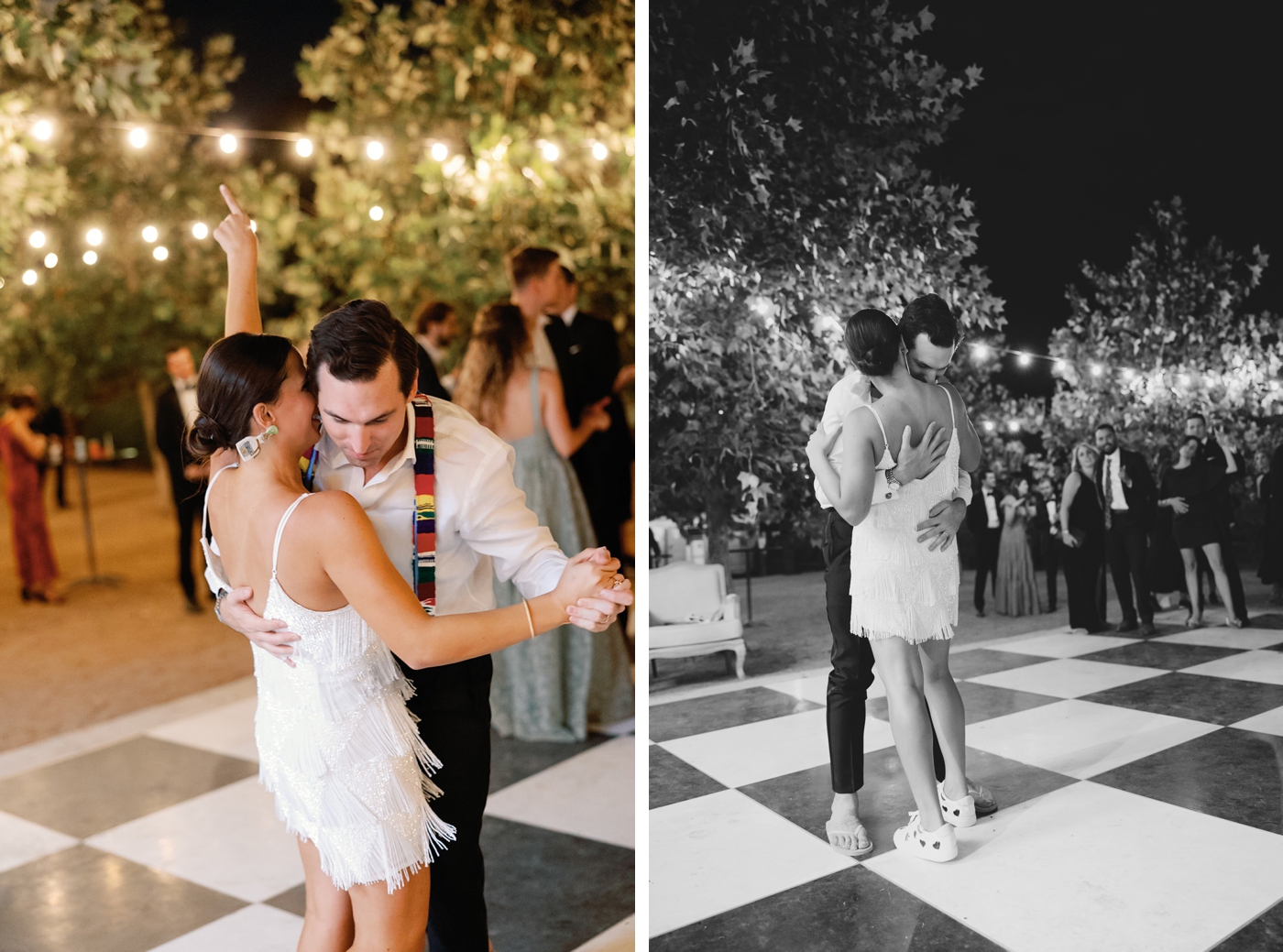 Couple embracing at their private last dance at their Austin wedding
