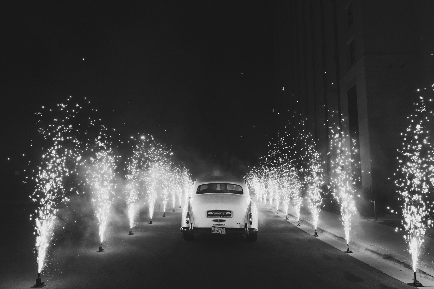 Sparkler exit at a wedding reception