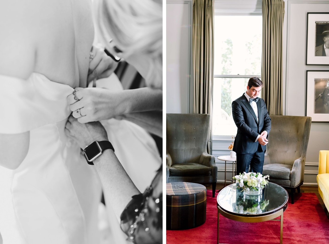 Image of a groom getting ready at Hotel Ella