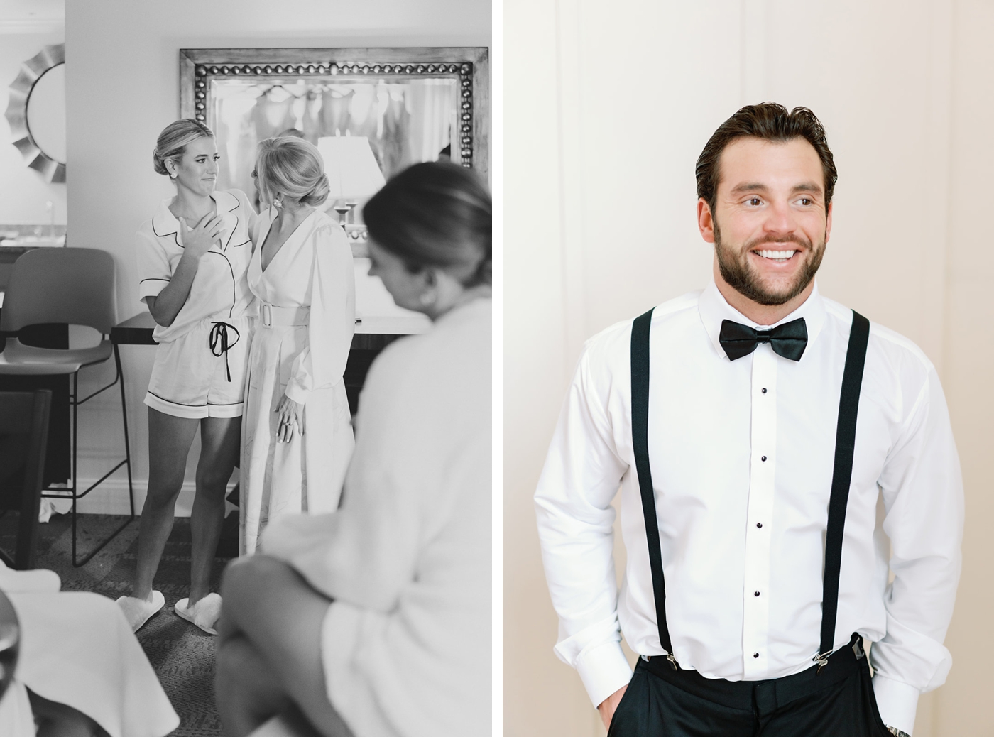 Bride and groom getting ready at Omni Barton Creek for their spring wedding 