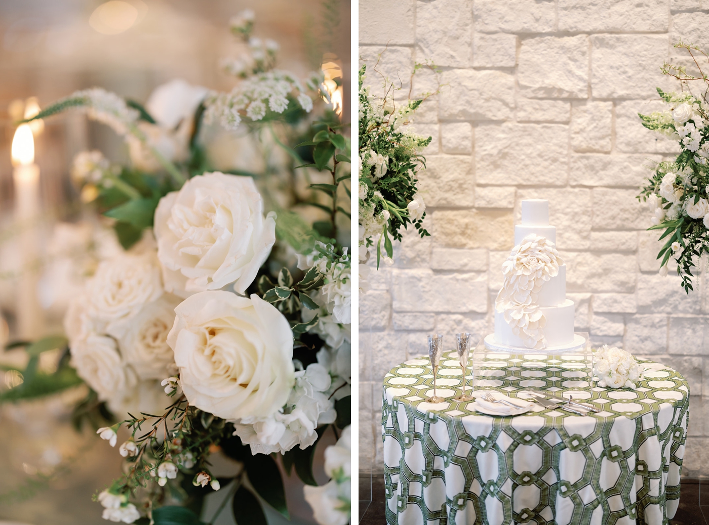 Wedding reception details at Dinner wedding reception at Omni Barton Creeks Hill Country Pavilion 