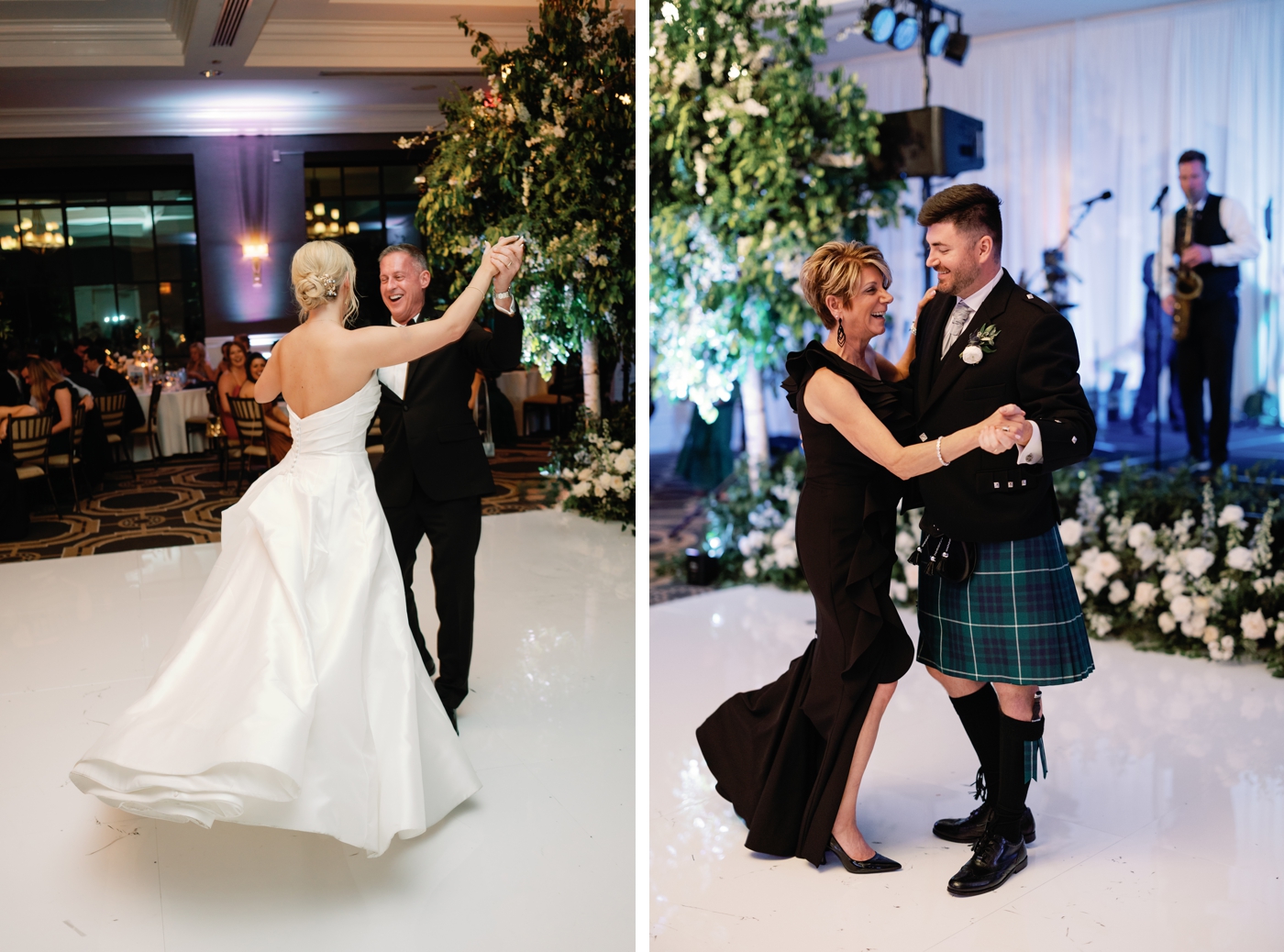 Father daughter and mother son first dance at Austin Country Club