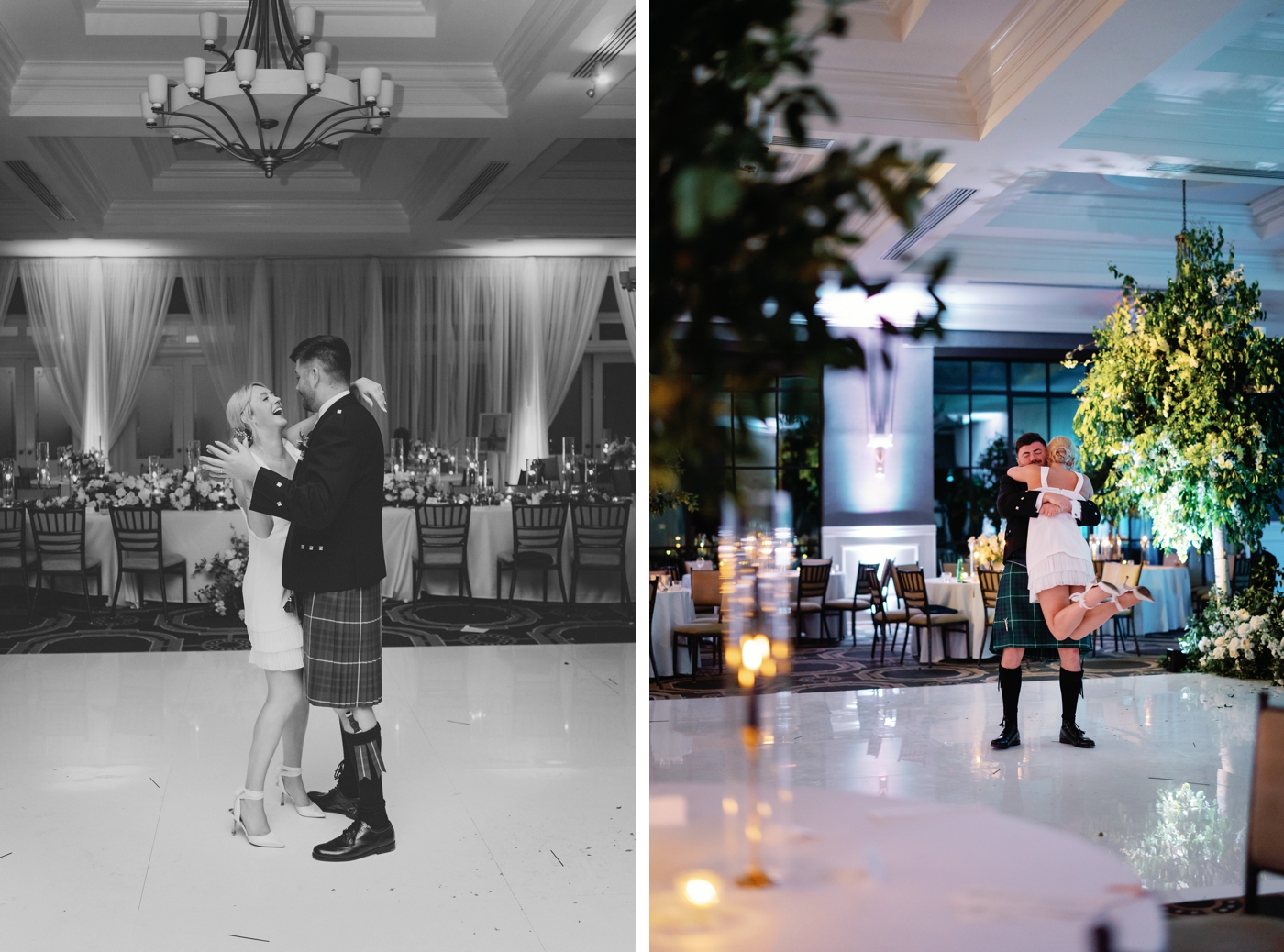 Bride and groom having a private last dance at their wedding