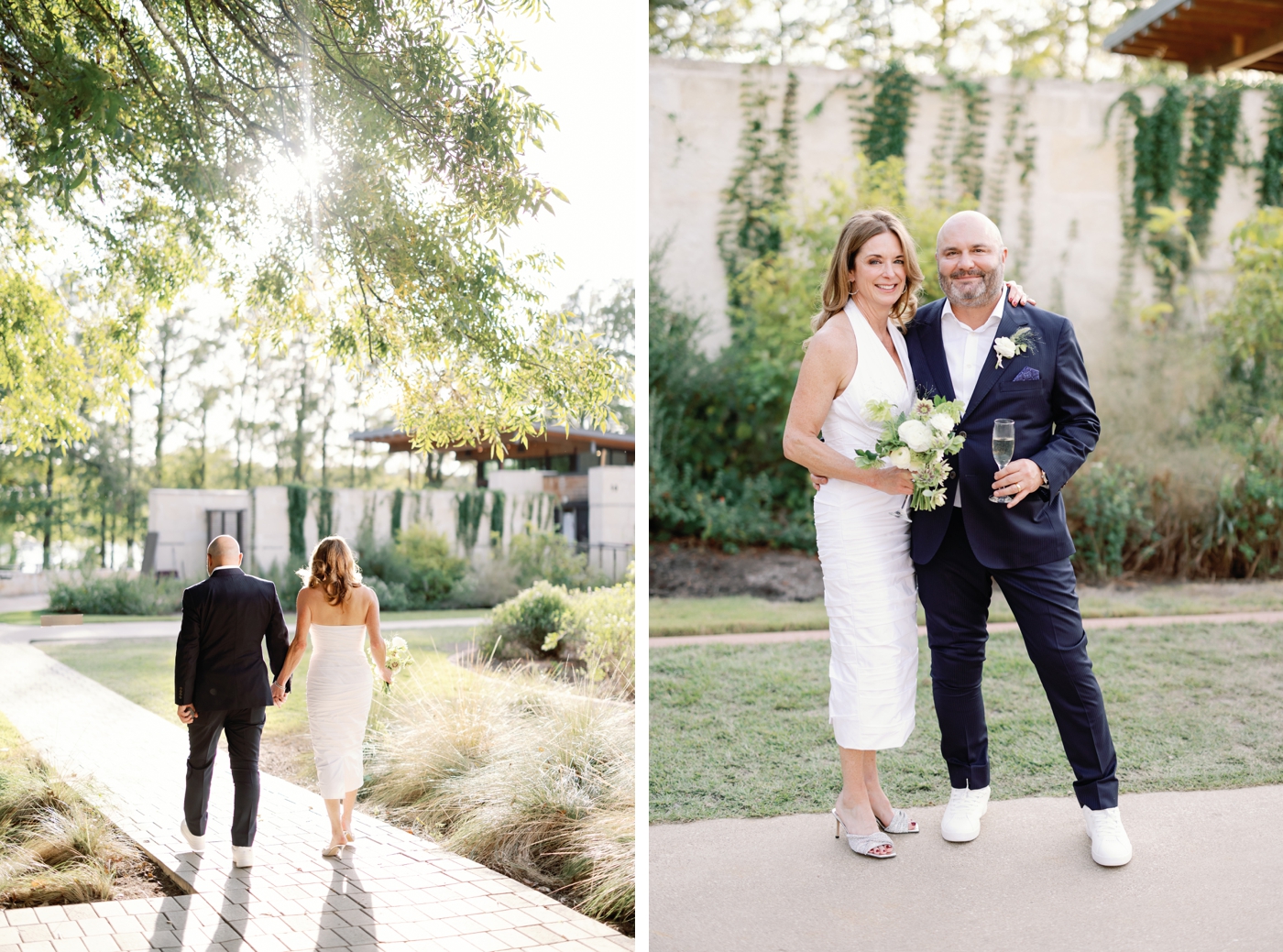 Bride and groom wedding day pictures at Holdsworth Center in Austin