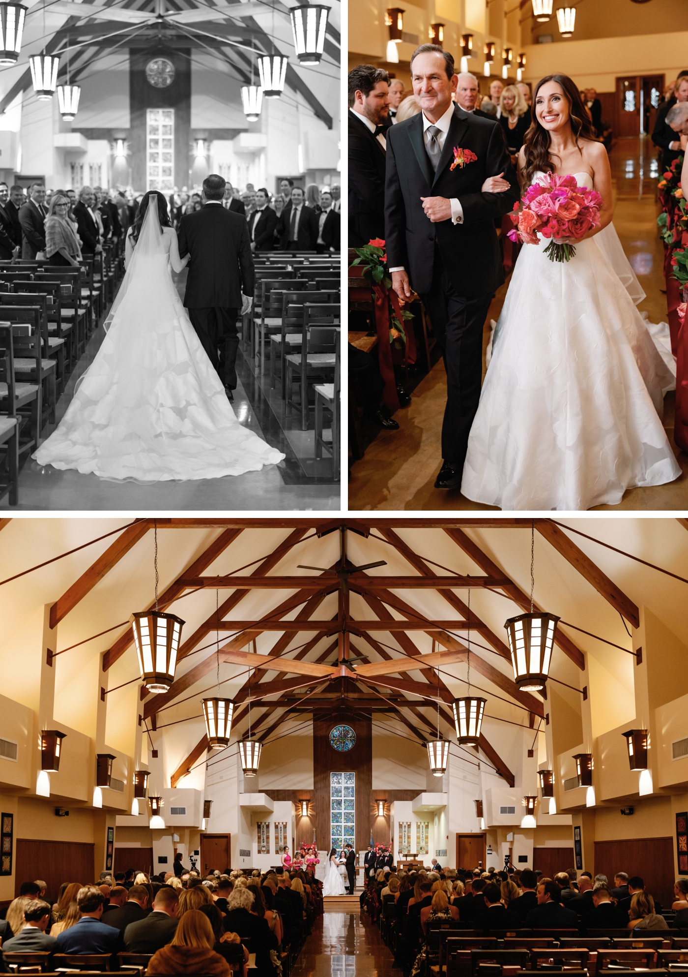 Wedding ceremony indoors at St. Andrews Chapel in Austin, Texas