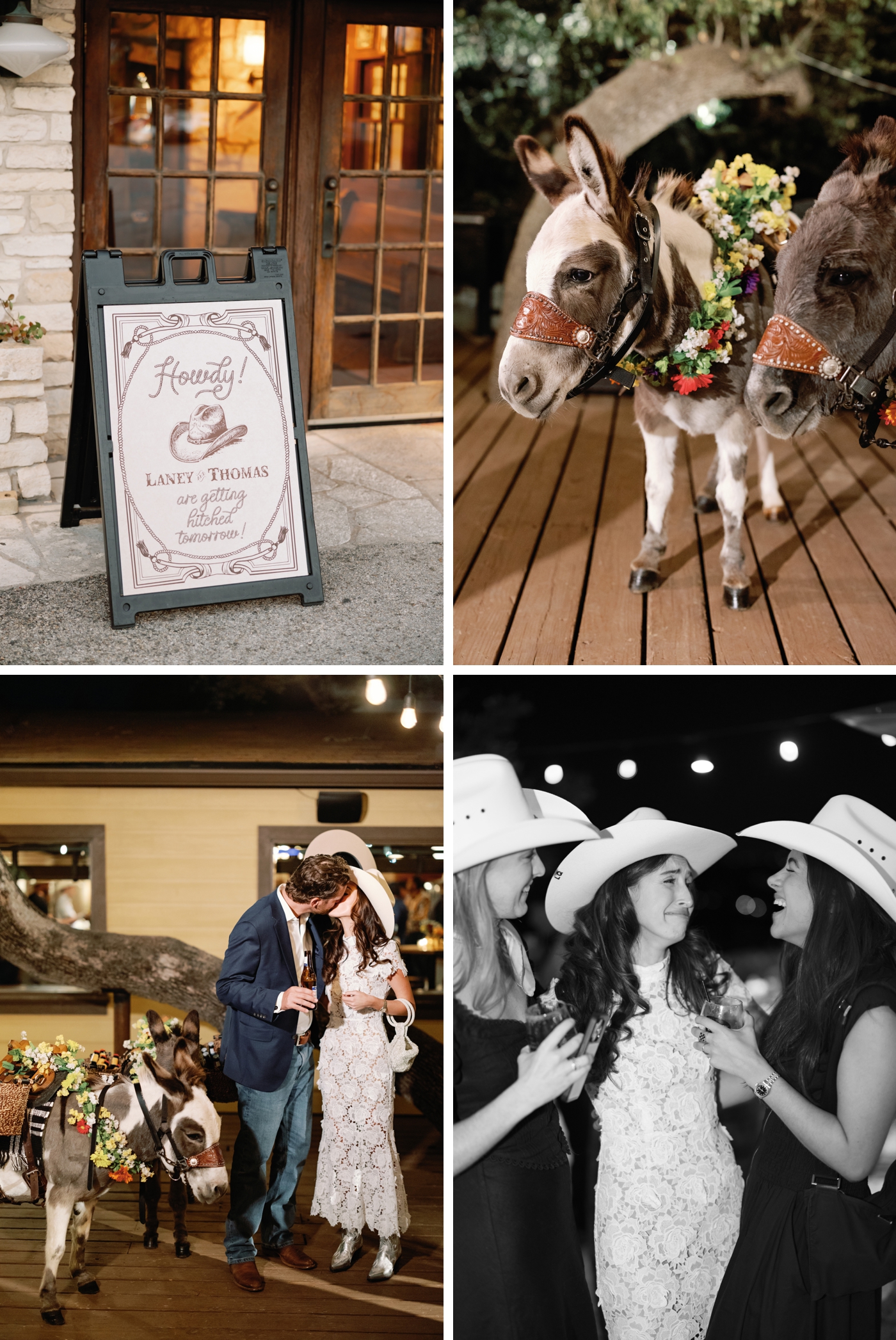 Cowboy chic rehearsal dinner at County Line featuring a mac and cheese bar, potato bar, s’mores fire pit, and live band.