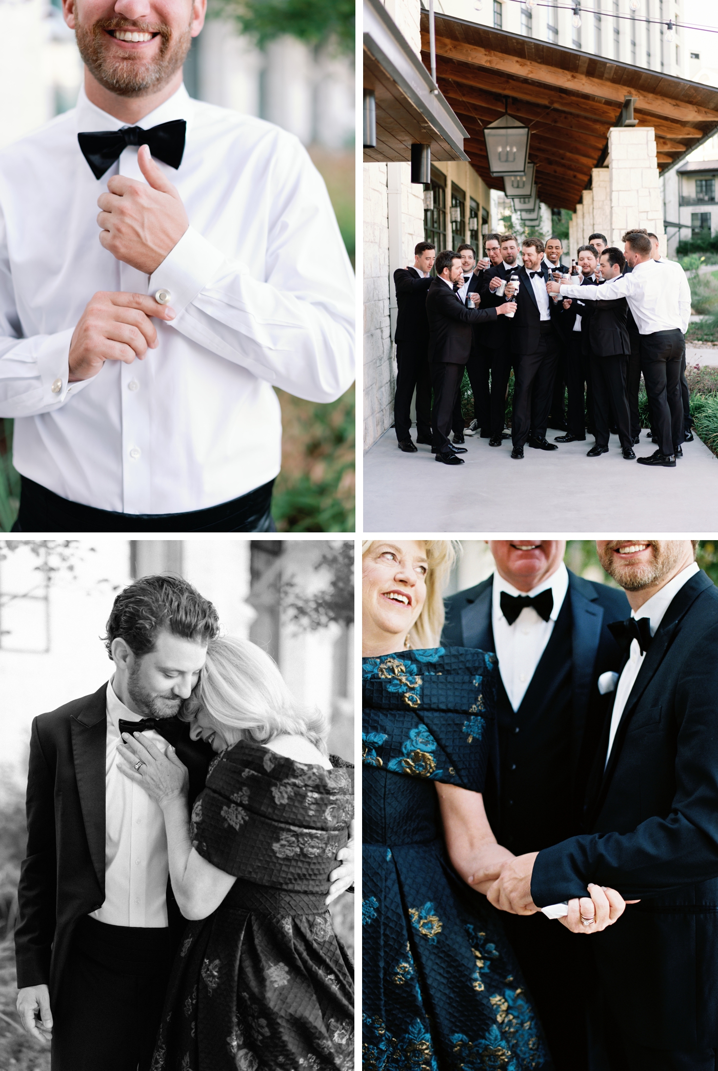 Groom and his parents getting pictures at Omni Barton Creek