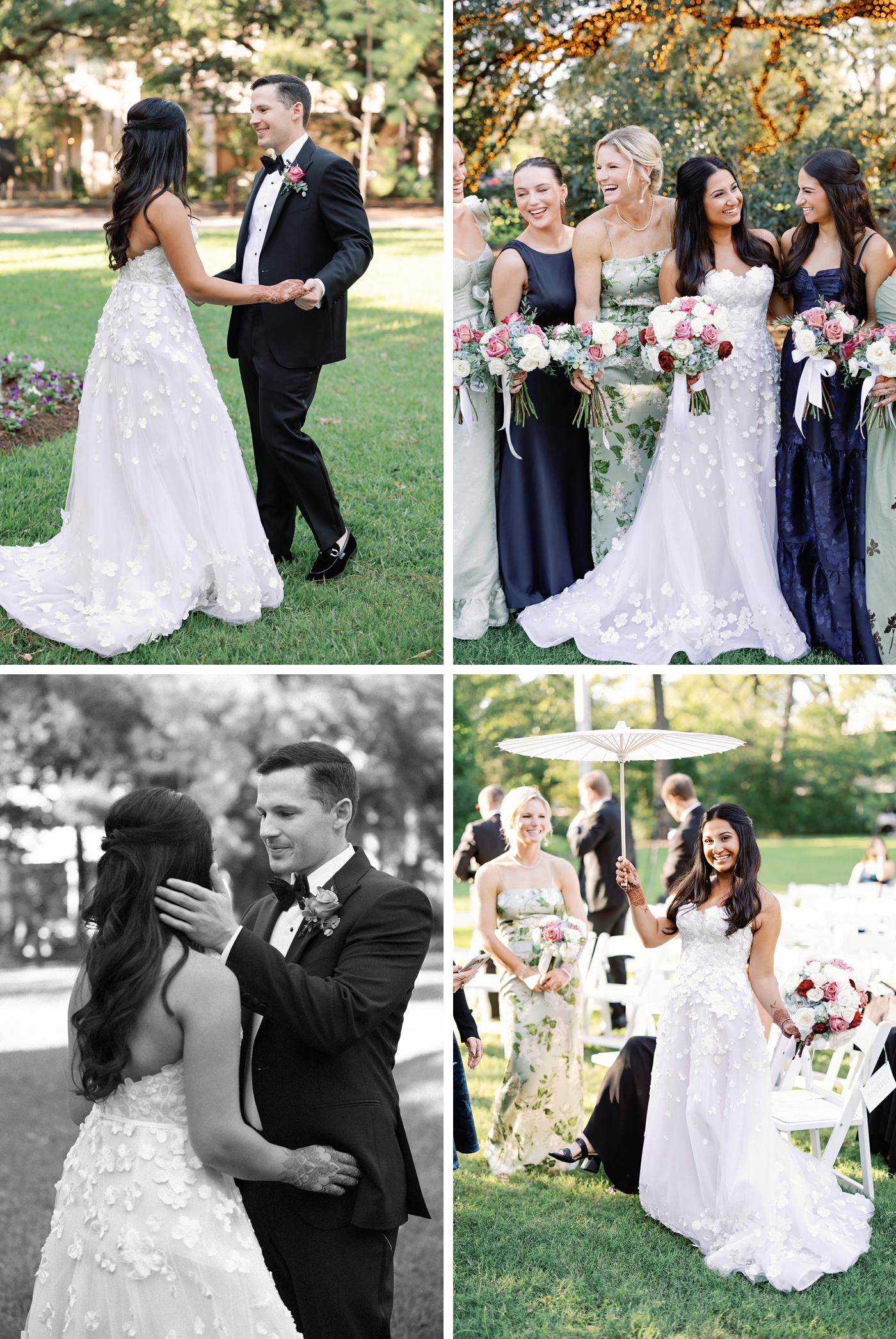 Bride and groom pictures on the grounds of The Houstonian in November