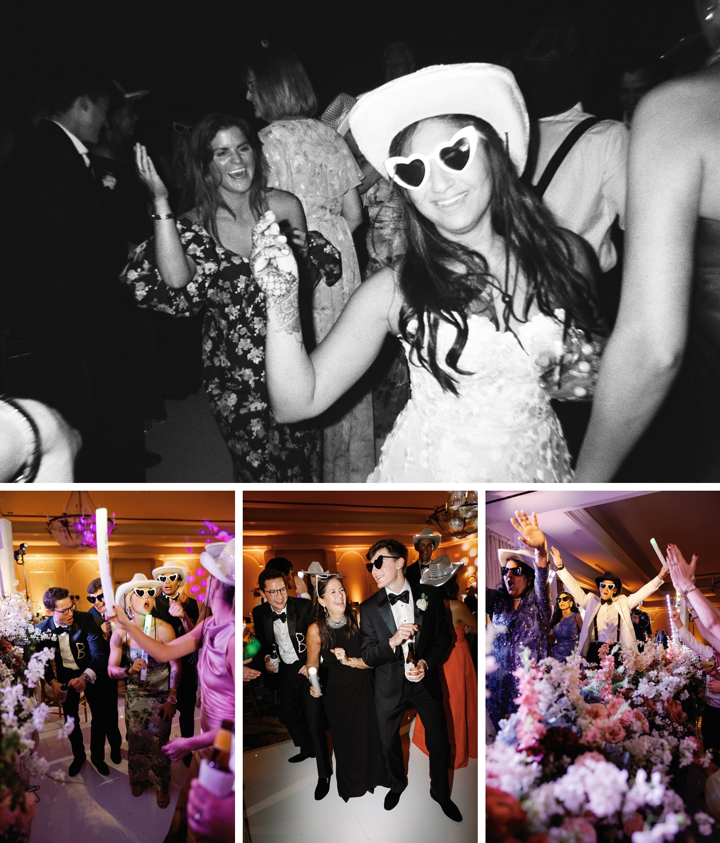Guests dancing as live band In10City plays during the multicultural wedding reception in Houston.