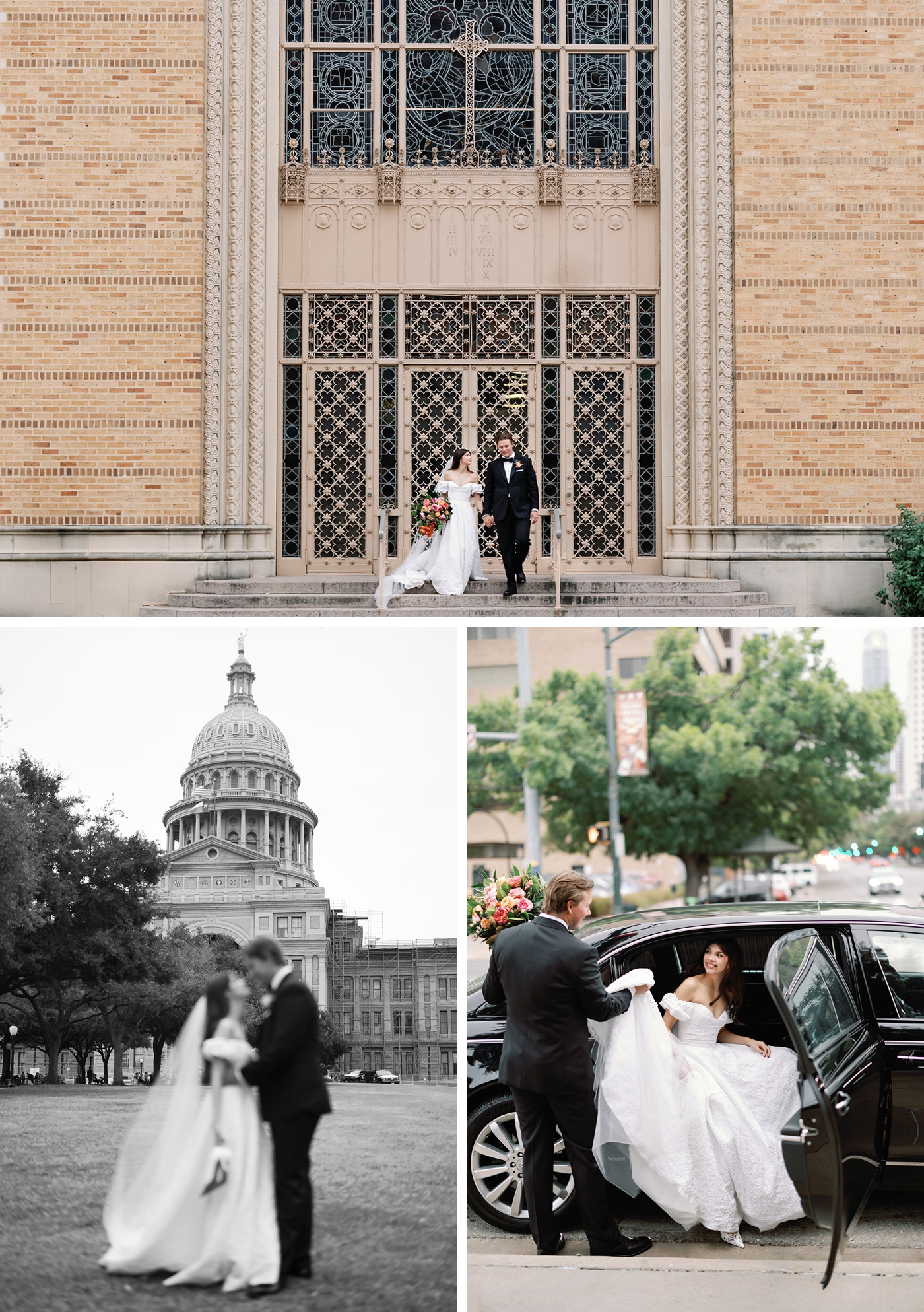Downtown Austin post wedding portraits, with the state capitol in the background