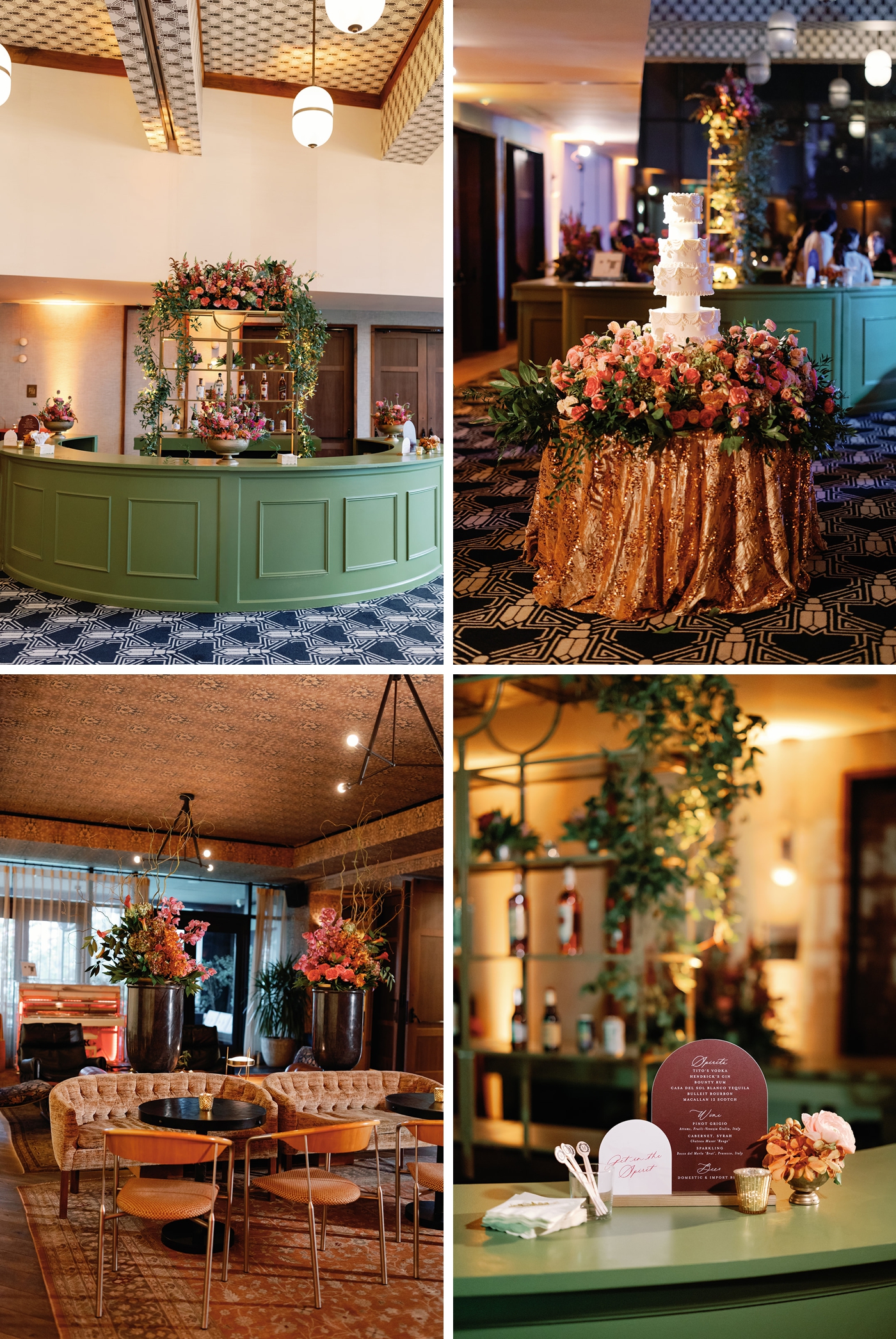 Moody and colorful wedding reception at Austin Proper Hotel