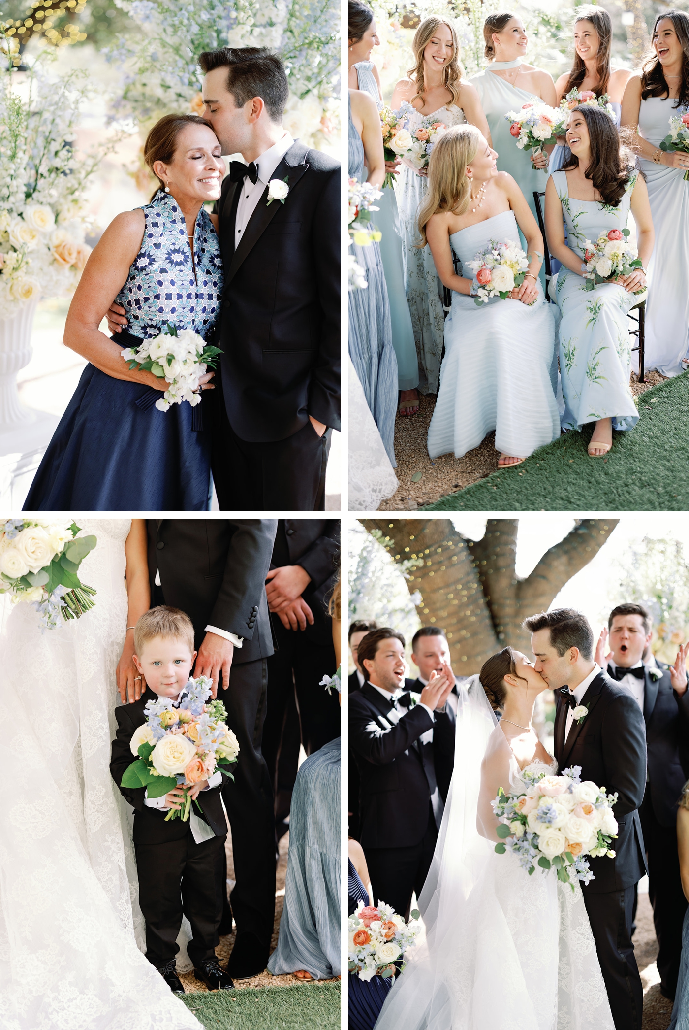 Dusty blue bridesmaids dresses, with pictures at Four Seasons Austin