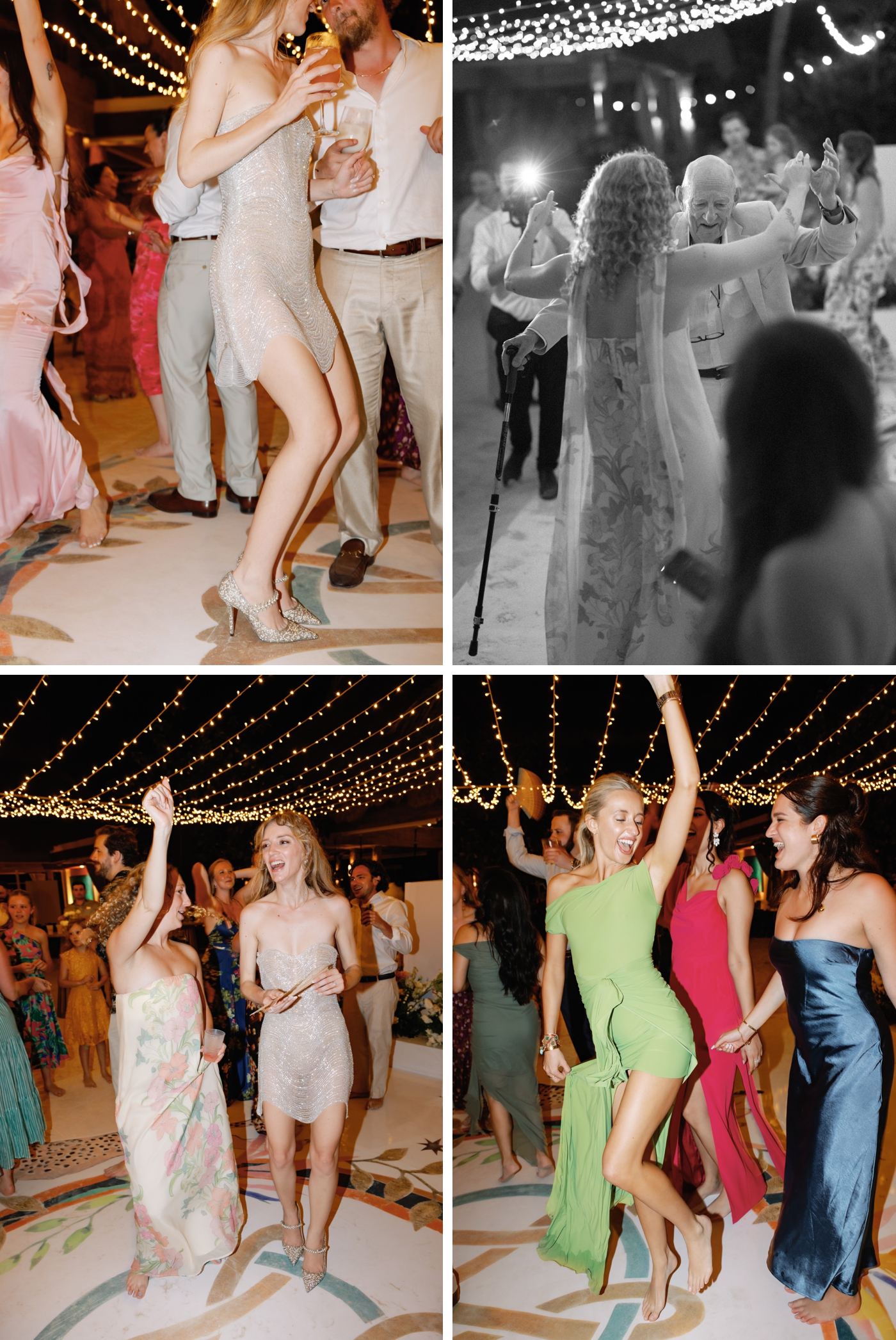 Wedding reception at Aquí Me Quedo, with a custom monogram floor