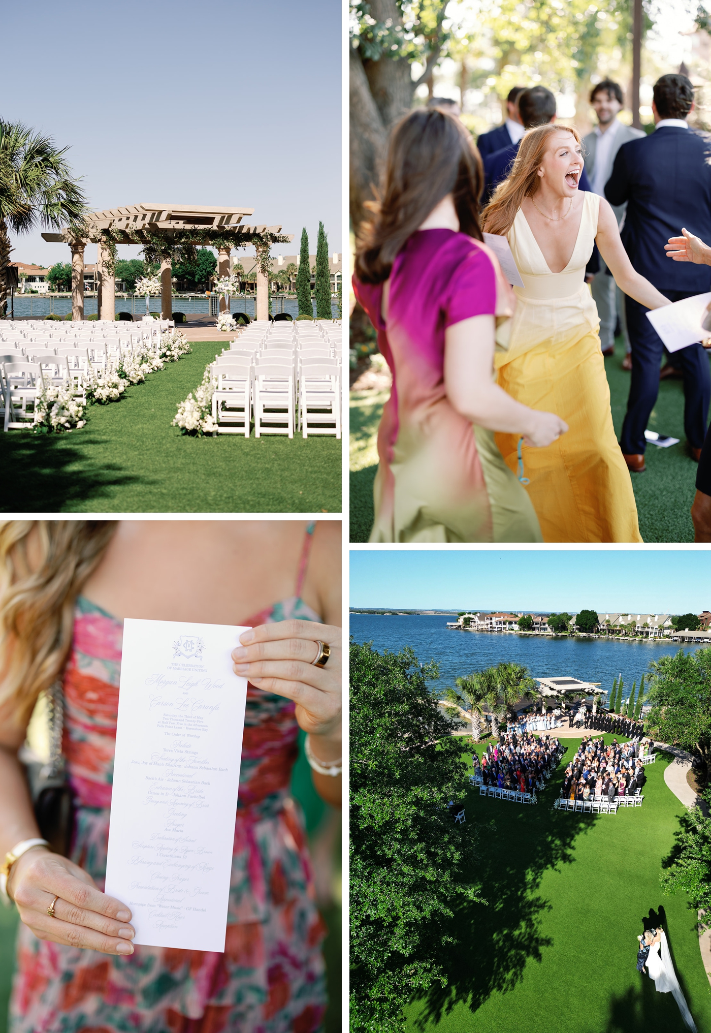 A wedding ceremony on LBJ Lake, on the Falls Point Lawn at Horseshoe Bay Resort