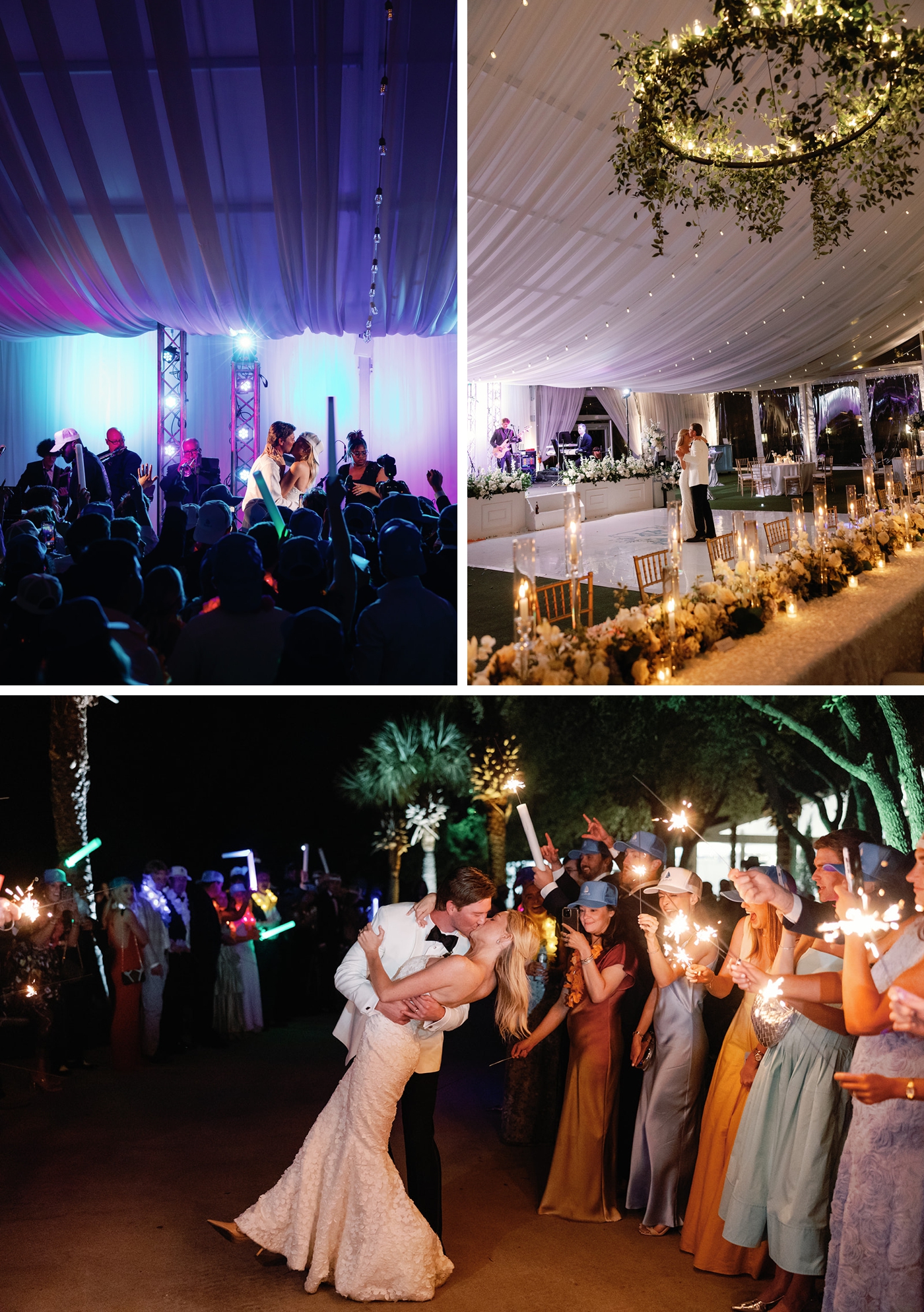 Evening reception with a live band, and a private last dance between a couple