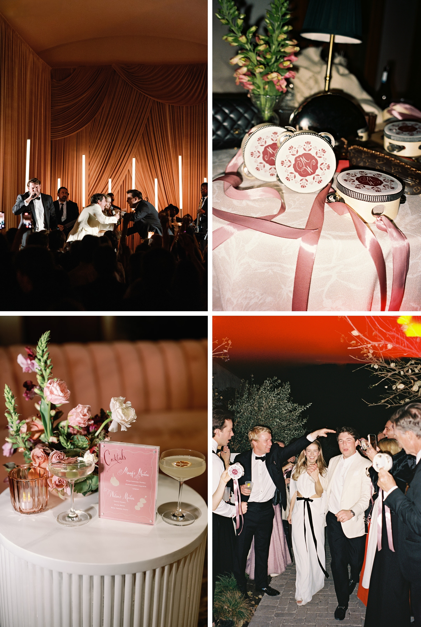 A dance floor at a wedding in Austin, with checkered floors, and a live band 