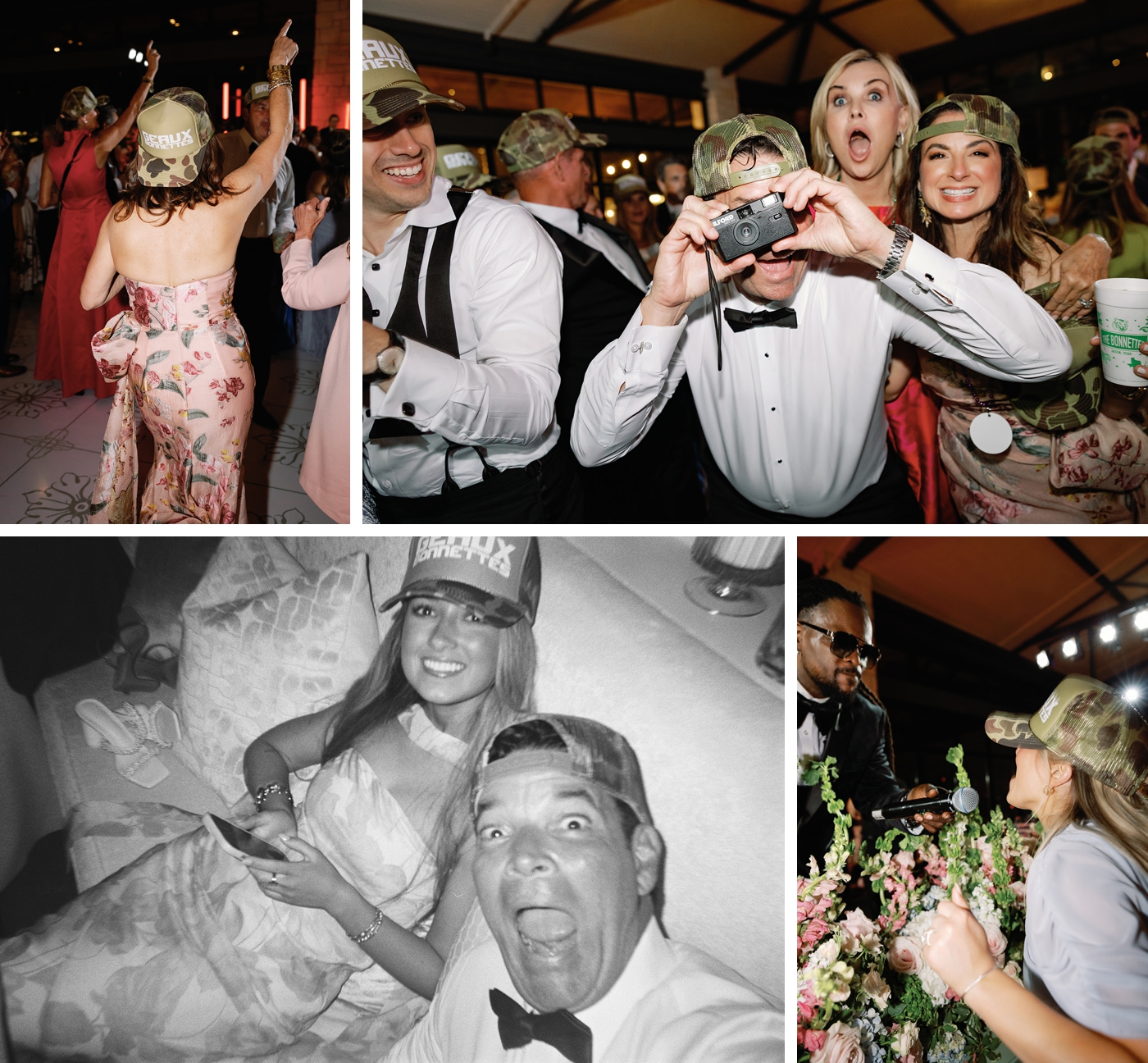 A packed dance floor for an Austin Wedding, with guests taking film camera pictures of each other